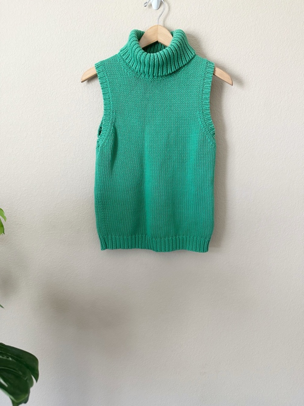 Lauren Ralph Lauren Sleeveless Green Knit Chunky Turtleneck Size M